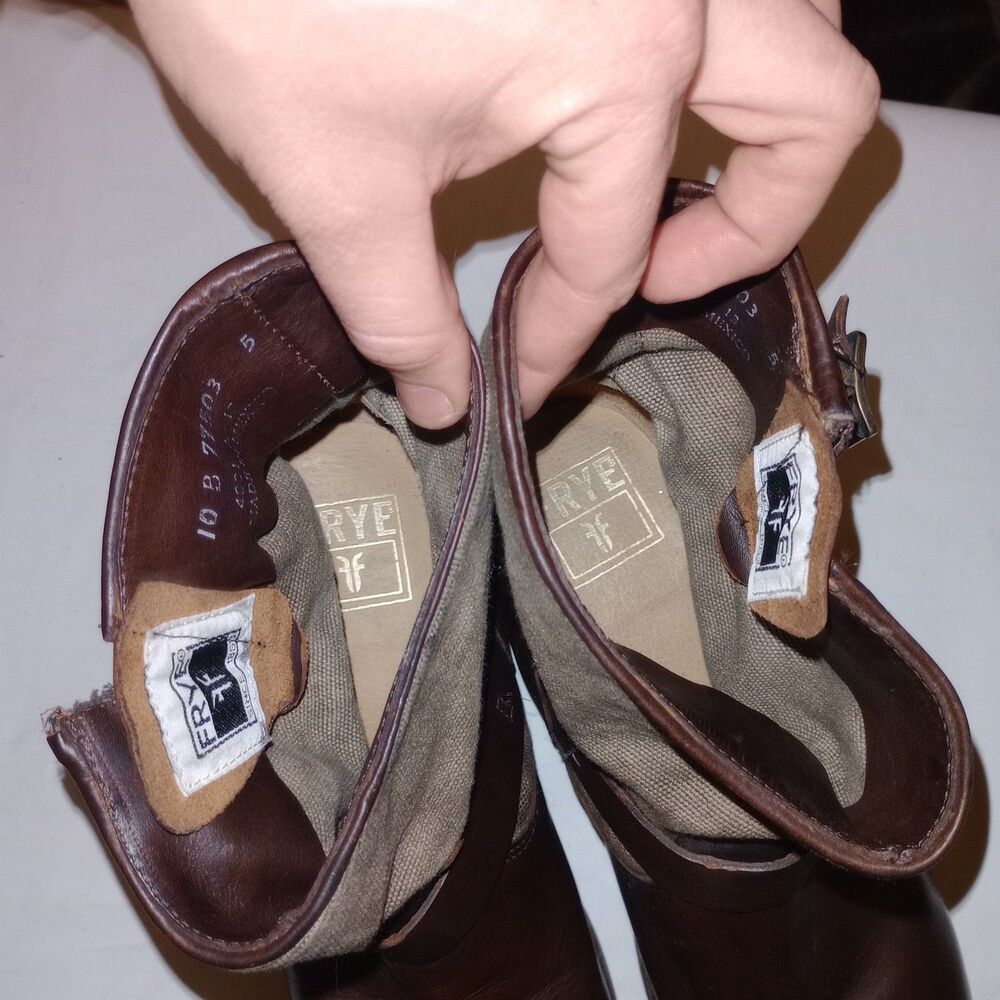 Frye Veronica Canvas Short Boots Women’s Size 10B Brown Leather Western Cowgirl - Picture 6 of 8